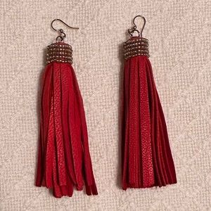 Noonday Red Leather Strip Earrings